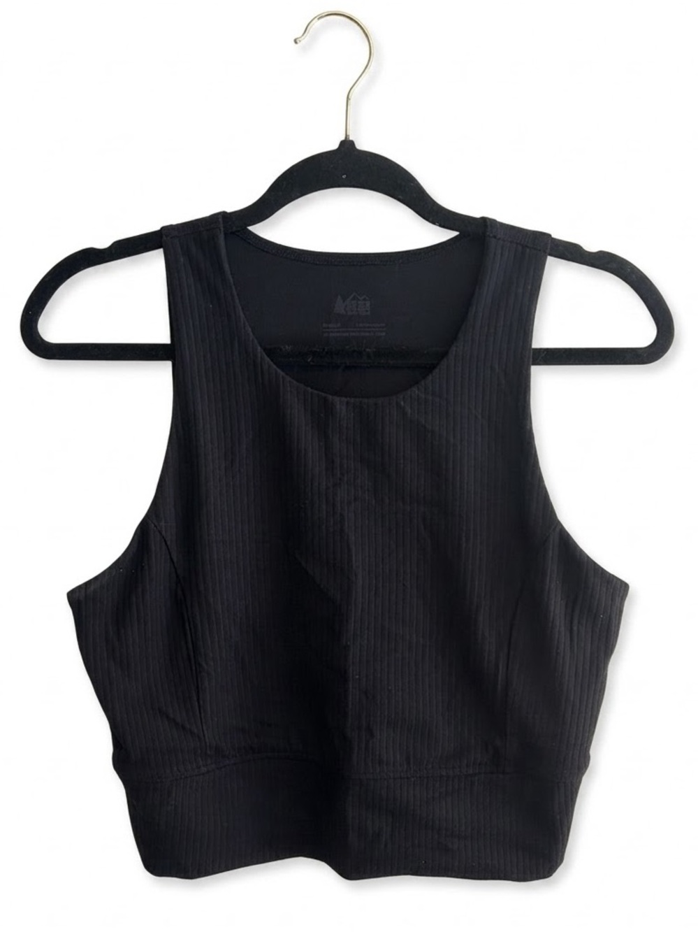 Women’s Size M REI Black Ribbed Crop Top Tank